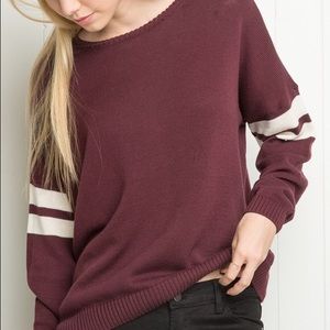 Brandy Melville maroon verna varsity sweater
